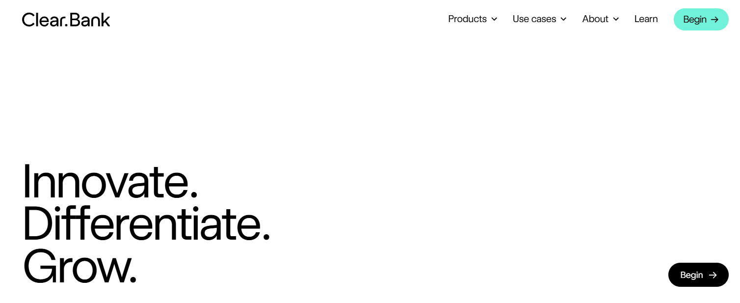 Clear.Bank cloud-native banking platform branding